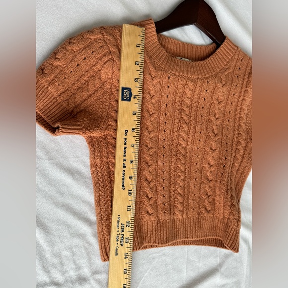 Free People Short + Sweet cropped cable knit sweater in toasted almond copper - Picture 7 of 8